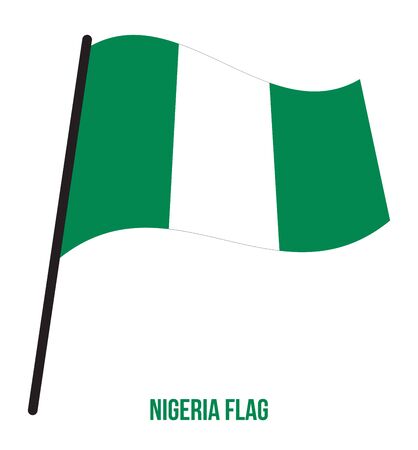Nigeria Flag Waving Vector Illustration on White Background. Nigeria National Flag.のイラスト素材