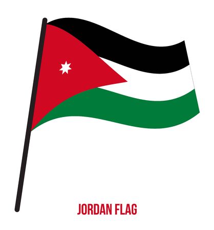 Jordan Flag Waving Vector Illustration on White Background. Jordan National Flag.のイラスト素材