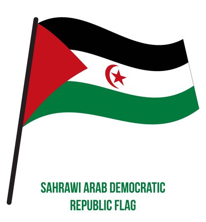 Sahrawi Arab Democratic Republic Flag Waving Vector Illustration on White Background. Sahrawi Arab Democratic Republic National Flag.のイラスト素材