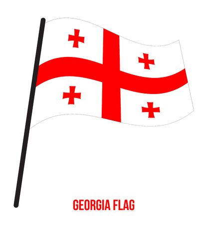 Georgia Flag Waving Vector Illustration on White Background. Georgia National Flag.のイラスト素材