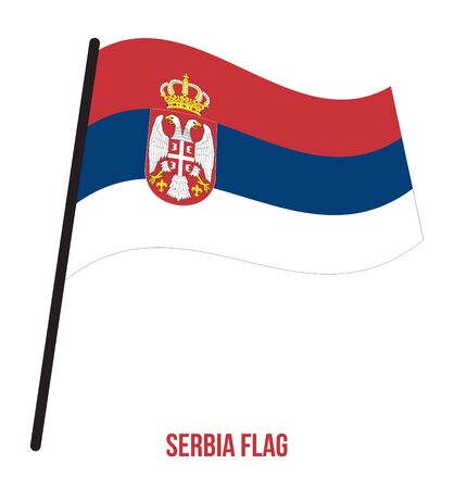 Serbia Flag Waving Vector Illustration on White Background. Serbia National Flag.のイラスト素材