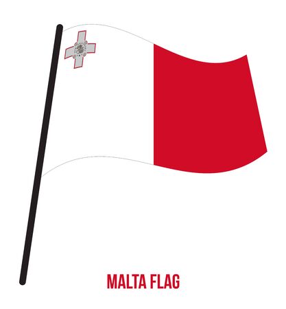 Malta Flag Waving Vector Illustration on White Background. Malta National Flag.のイラスト素材