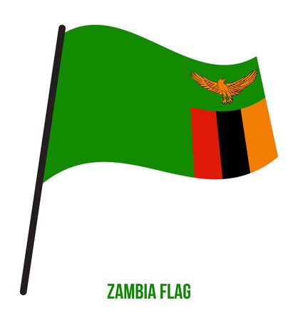 Zambia Flag Waving Vector Illustration on White Background. Zambia National Flag.のイラスト素材
