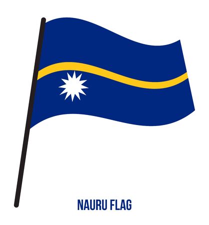 Nauru Flag Waving Vector Illustration on White Background. Nauru National Flag.のイラスト素材