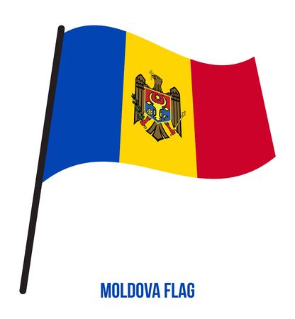 Moldova Flag Waving Vector Illustration on White Background. Moldova National Flag.のイラスト素材