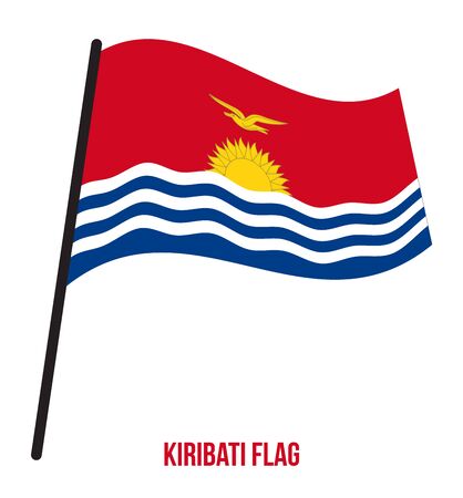 Kiribati Flag Waving Vector Illustration on White Background. Kiribati National Flag.のイラスト素材