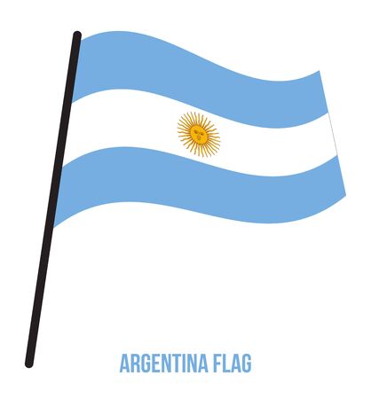 Argentina Flag Waving Vector Illustration on White Background. Argentina National Flag.のイラスト素材