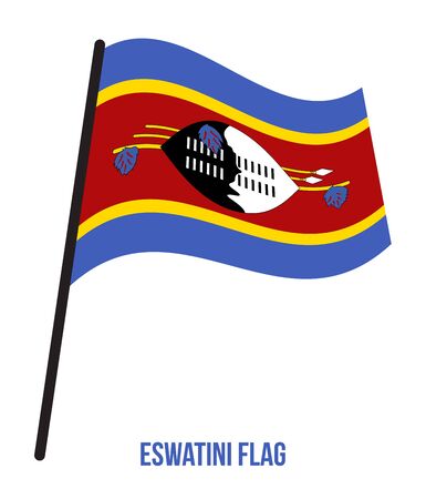 Eswatini Flag Waving Vector Illustration on White Background. Eswatini National Flag.のイラスト素材