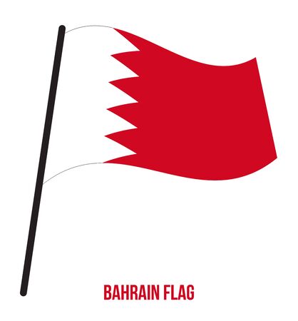 Bahrain Flag Waving Vector Illustration on White Background. Bahrain National Flag.のイラスト素材