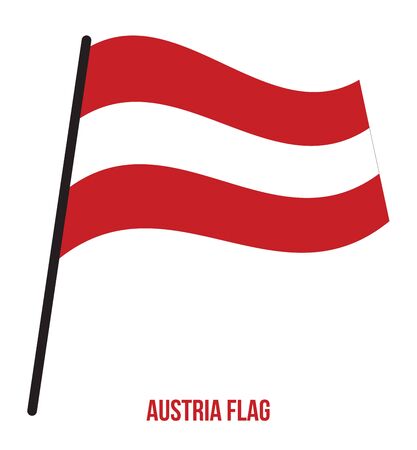 Austria Flag Waving Vector Illustration on White Background. Austria National Flag.のイラスト素材