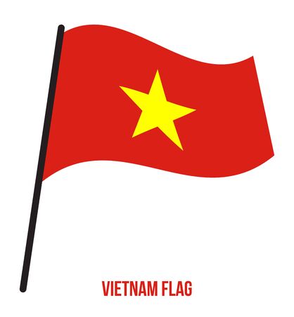 Vietnam Flag Waving Vector Illustration on White Background. Vietnam National Flag.のイラスト素材