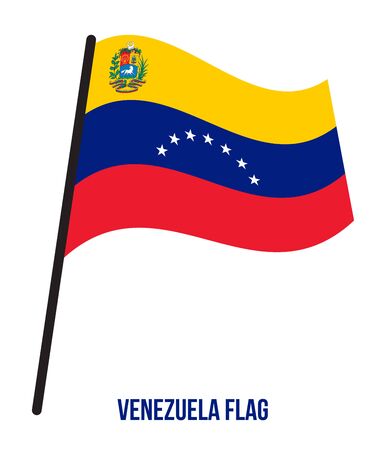 Venezuela Flag Waving Vector Illustration on White Background. Venezuela National Flag.のイラスト素材