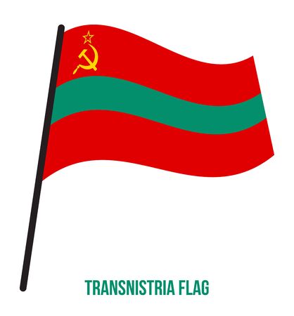 Transnistria Flag Waving Vector Illustration on White Background. Transnistria National Flag.のイラスト素材