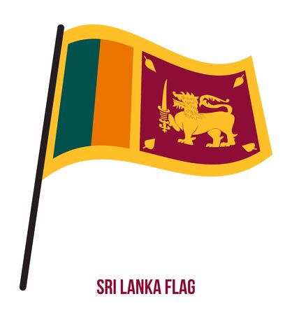 Sri Lanka Flag Waving Vector Illustration on White Background. Sri Lanka National Flag.のイラスト素材