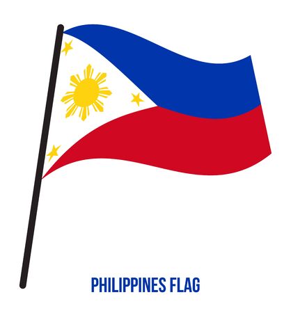 Philippines Flag Waving Vector Illustration on White Background. Philippines National Flag.のイラスト素材
