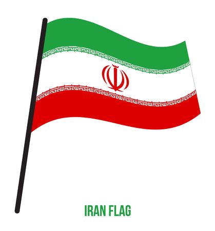 Iran Flag Waving Vector Illustration on White Background. Iran National Flag.のイラスト素材