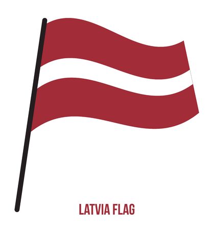 Latvia Flag Waving Vector Illustration on White Background. Latvia National Flag.のイラスト素材