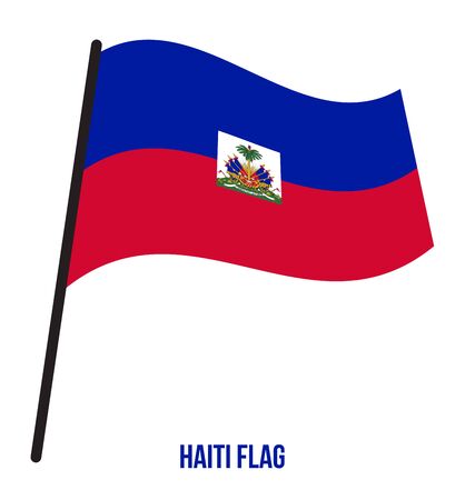 Haiti Flag Waving Vector Illustration on White Background. Haiti National Flag.のイラスト素材