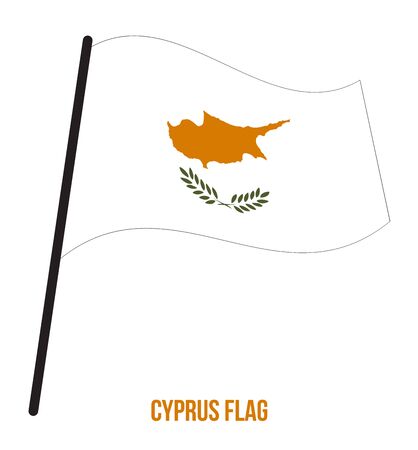 Cyprus Flag Waving Vector Illustration on White Background. Cyprus National Flag.のイラスト素材