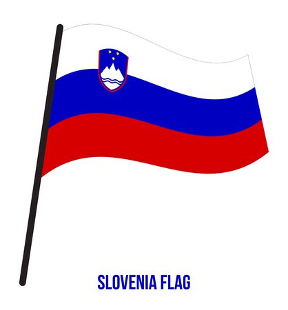 Slovenia Flag Waving Vector Illustration on White Background. Slovenia National Flag.のイラスト素材