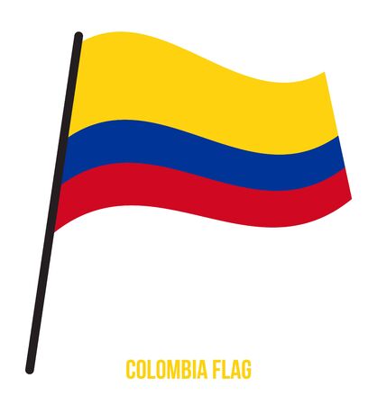 Colombia Flag Waving Vector Illustration on White Background. Colombia National Flag.のイラスト素材