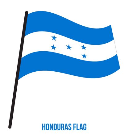Honduras Flag Waving Vector Illustration on White Background. Honduras National Flag.のイラスト素材