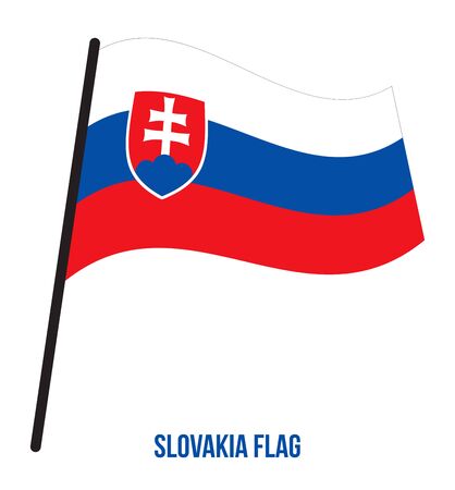Slovakia Flag Waving Vector Illustration on White Background. Slovakia National Flag.のイラスト素材