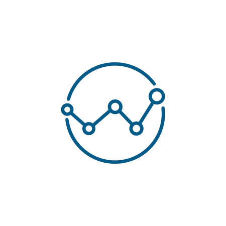 Analytics Line Blue Icon On White Background. Blue Flat Style Vector Illustration.のイラスト素材