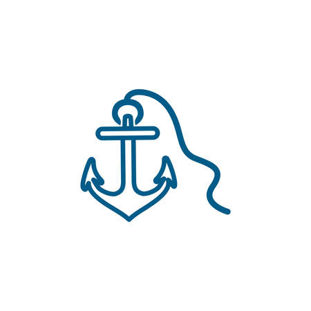Anchor Line Blue Icon On White Background. Blue Flat Style Vector Illustration.のイラスト素材