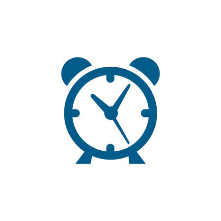 Alarm Clock Blue Icon On White Background. Blue Flat Style Vector Illustration.のイラスト素材