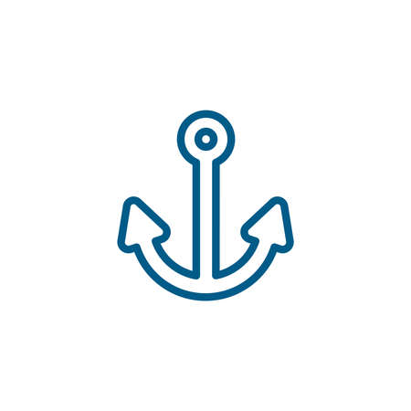 Anchor Line Blue Icon On White Background. Blue Flat Style Vector Illustration.のイラスト素材