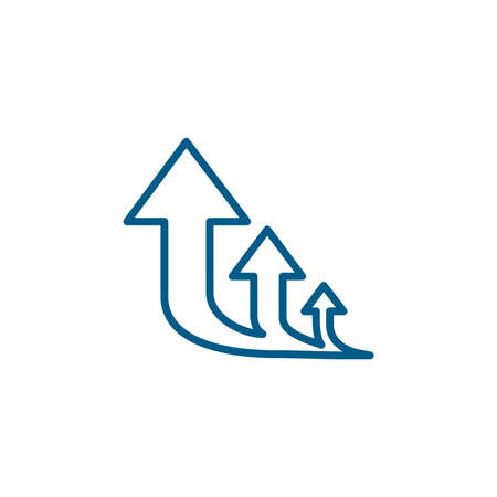 Three Arrow Sign Direction One way. Flat Line Road Direction Blue Vector Illustration.のイラスト素材