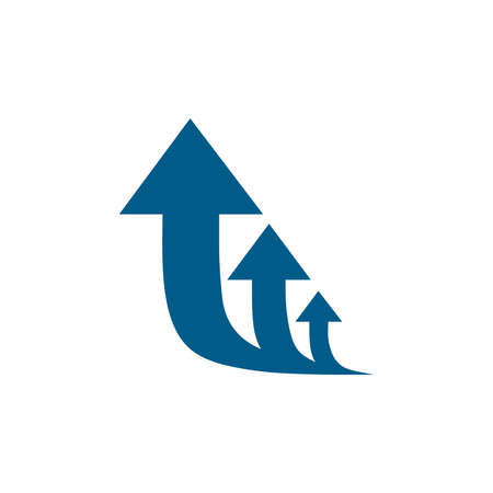 Three Arrow Sign Direction One way. Flat Road Direction Blue Vector Illustration.のイラスト素材
