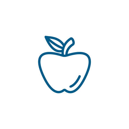 Apple Line Blue Icon On White Background. Blue Flat Style Vector Illustration.のイラスト素材