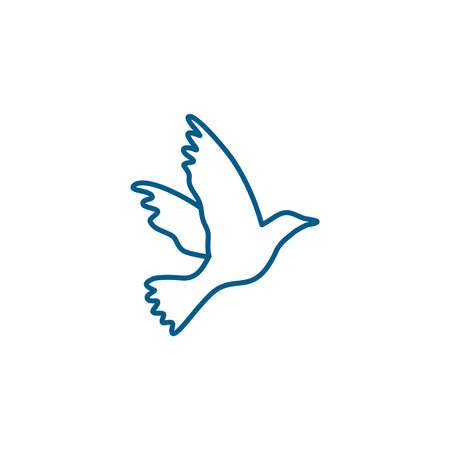 Bird Line Blue Icon On White Background. Blue Flat Style Vector Illustration.のイラスト素材