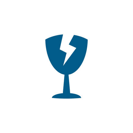 Broken Glass Blue Icon On White Background. Blue Flat Style Vector Illustration.のイラスト素材
