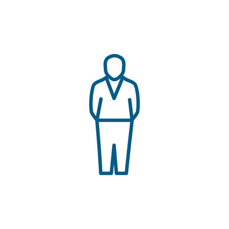 Businessman Line Blue Icon On White Background. Blue Flat Style Vector Illustration.のイラスト素材