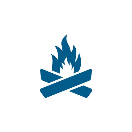 Camp Fire Blue Icon On White Background. Blue Flat Style Vector Illustration.のイラスト素材