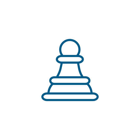 Chess Pawn Line Blue Icon On White Background. Blue Flat Style Vector Illustration.のイラスト素材