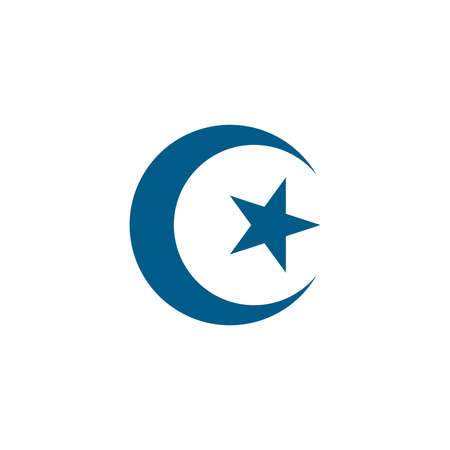Crescent Blue Icon On White Background. Blue Flat Style Vector Illustration.のイラスト素材