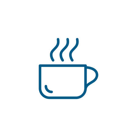 Coffee Cup Line Blue Icon On White Background. Blue Flat Style Vector Illustration.のイラスト素材