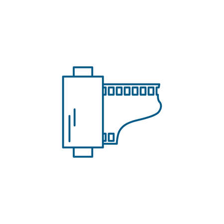 Film Strip Line Blue Icon On White Background. Blue Flat Style Vector Illustration.のイラスト素材