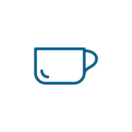 Empty Coffee Cup Line Blue Icon On White Background. Blue Flat Style Vector Illustration.のイラスト素材