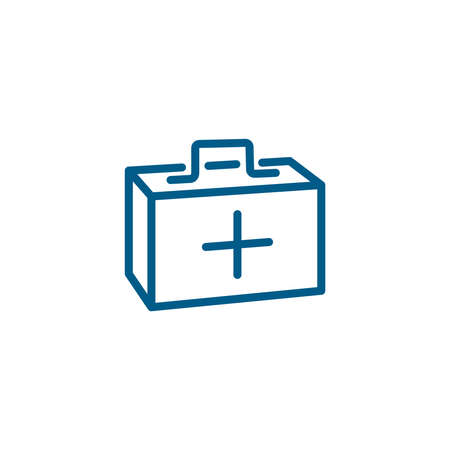 First Aid Box Line Blue Icon On White Background. Blue Flat Style Vector Illustration.のイラスト素材