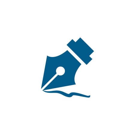 Fountain Pen Nib Blue Icon On White Background. Blue Flat Style Vector Illustration.のイラスト素材