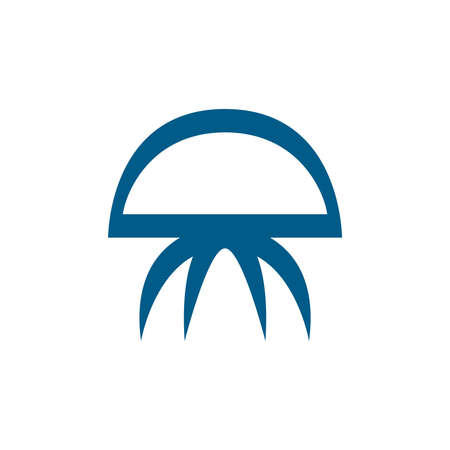 Jellyfish Blue Icon On White Background. Blue Flat Style Vector Illustration.のイラスト素材