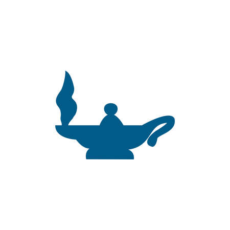 Magic Oil Lamp Blue Icon On White Background. Blue Flat Style Illustration.のイラスト素材