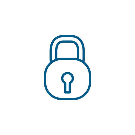 Lock Line Blue Icon On White Background. Blue Flat Style Vector Illustration.のイラスト素材