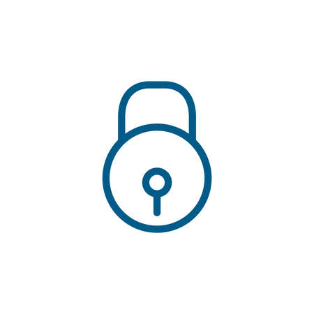 Lock Line Blue Icon On White Background. Blue Flat Style Vector Illustration.のイラスト素材