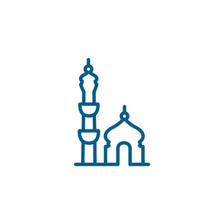 Mosque Line Blue Icon On White Background. Blue Flat Style Illustration.のイラスト素材